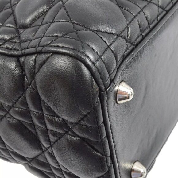 Christian Dior Black Lambskin Lady Dior Cannage 2way Handbag - Picture 6 of 9